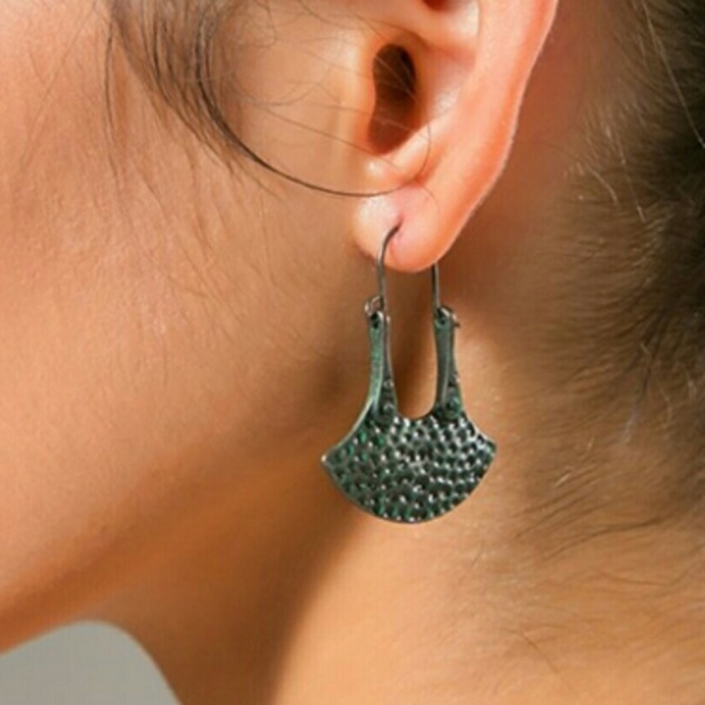 Patina Hammered Dangle Earrings - Picture 4 of 4